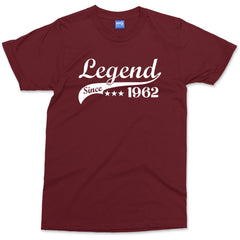 Personalised 60th Birthday T-shirt Legend Since 1962 Custom Any Year Bday Gifts
