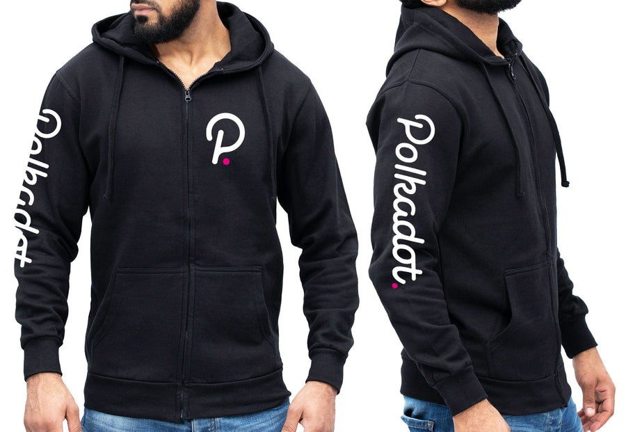 Polkadot Logo Crypto ZIP Hoodie, DOT Cryptocurrency Coin, Blockchain Technology, Crypto Gifts, Gift for Traders, Investor Gift, Unisex