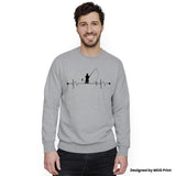 Fishing Sweatshirt Heartbeat Pulse Love Fishing Carp Angler Fisherman Love For Fishing Fishermen Jumper