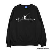 Fishing Sweatshirt Heartbeat Pulse Love Fishing Carp Angler Fisherman Love For Fishing Fishermen Jumper