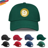 Dogecoin Logo Baseball Cap, Funny Cryptocurrency Meme Coin, Doge Coin Hat, Hodl Crypto Investor Trader Gift, Dogecoin User Holder Gift