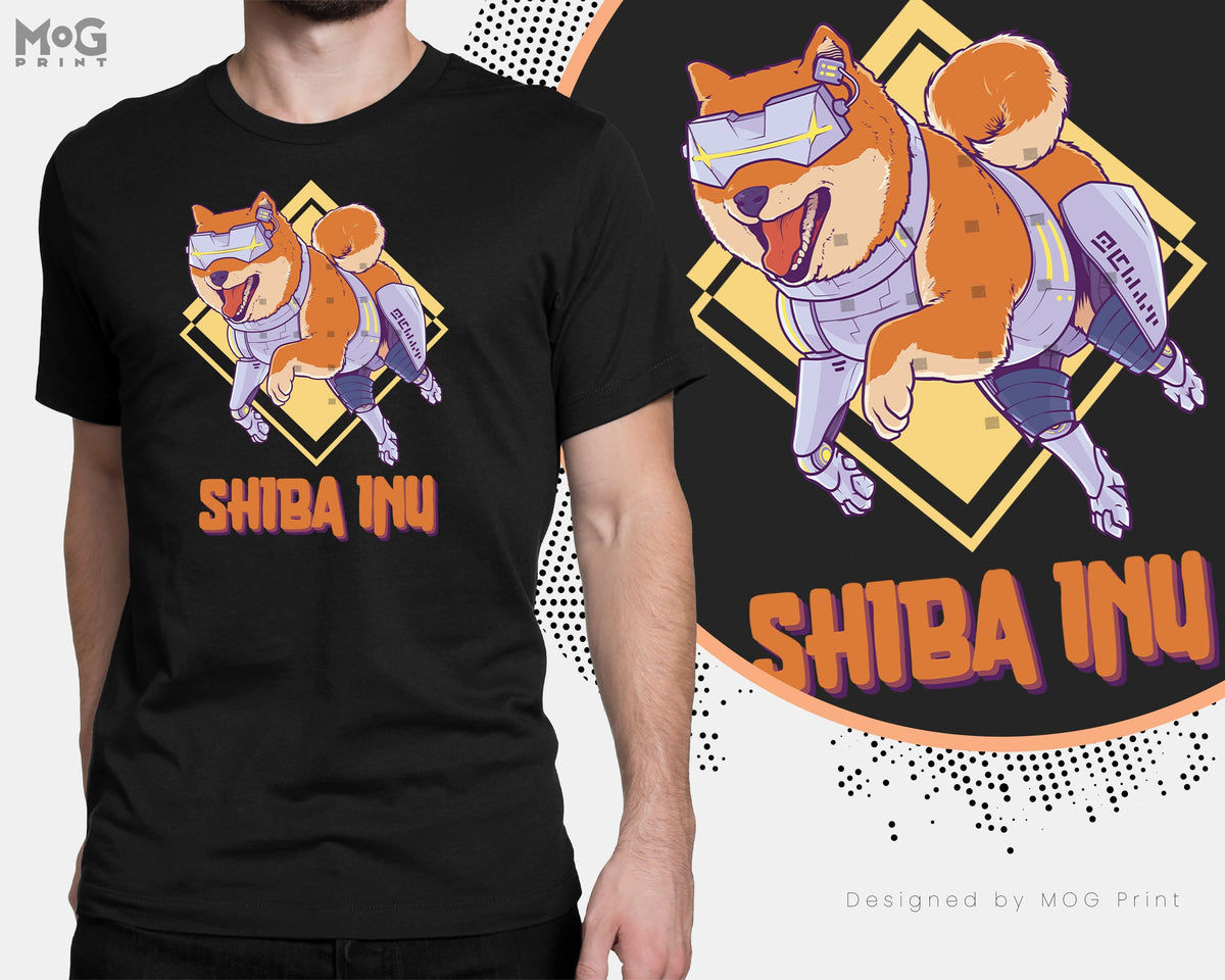 Shiba Inu Logo Cyberpunk Edition T-shirt Crypto Shiba inu Army Vaporwa ...