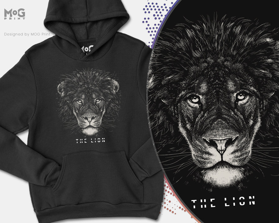 LION Hoodie King of The Jungle, Animal Print Design, Lion Art, Animal for Him Her, Alpha Hustler Motivational, Unisex Jumper