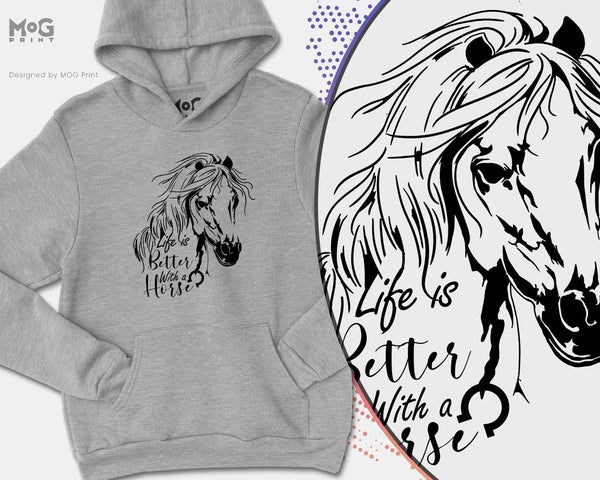 Horse lover hoodie life is better with a horse riding mount equestrian horses rider ride gift stable jumper for horseriding
