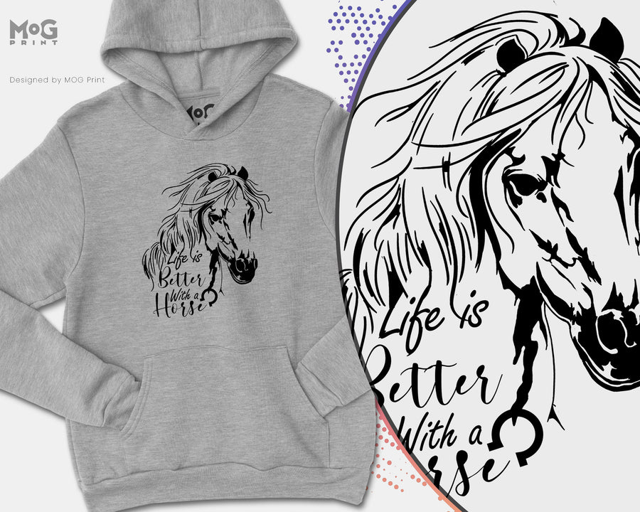 Horse lover hoodie life is better with a horse riding mount equestrian horses rider ride gift stable jumper for horseriding