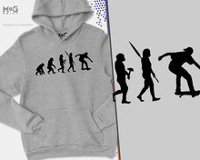 Skateboarding Evolution Hoodie, Skateboard Jumper, Skateboarding gift, Skateboard Apparel, Funny Skateboarding Gift, Skater Clothing