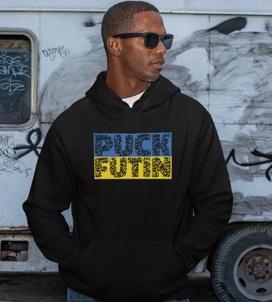 PUCK FUTIN Ukraine Hoodie, Rude Putin Joke Meme, Ukrainian Flag Hoody Russia War Support Love Peace UKRAINE Jumper for Men Women