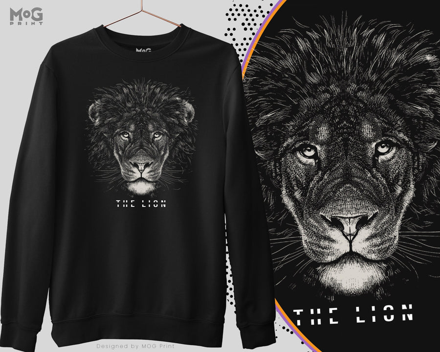 Lion sweatshirt king of the jungle, animal print design, lion art, animal shirt for him her, alpha hustler motivational, Unisex jumper