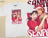 Anime Christmas Merry Senpai Anime T-shirt Christmas Kawaii Manga Otaku Santa Costume Anime Illustration Japanese Christmas Tshirt Xmas Gift