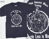 Bodybuilding Weightlifting T-shirt He Who Sweats In Training Bleeds Less In War Helmet Spartan Military Gym Spartan Gym Exercise Motivation