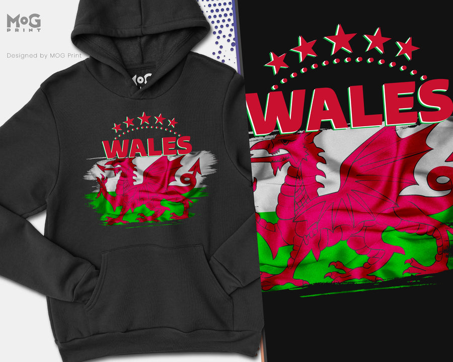 Wales Football Hoodie, Flag Cymru Welsh Flag Jumper Welsh Football Wales Flag World Football Cup Welsh Football Kit Unisex Hoody