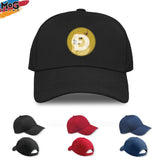 Dogecoin Logo Baseball Cap, Funny Cryptocurrency Meme Coin, Doge Coin Hat, Hodl Crypto Investor Trader Gift, Dogecoin User Holder Gift