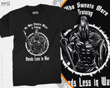 Bodybuilding Weightlifting T-shirt He Who Sweats In Training Bleeds Less In War Helmet Spartan Military Gym Spartan Gym Exercise Motivation