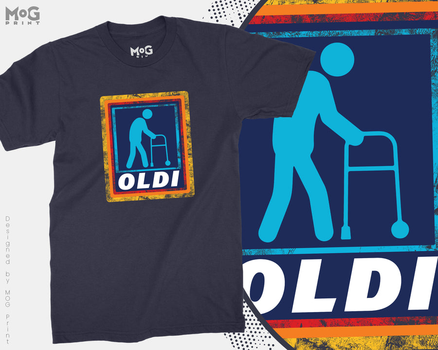 Oldi Funny Old Person Oldie Grandad Pension Tshirt Tee Grandparents Funny Nan Joke Old Man Oldi Grandpa Parody Senior Pensioner Tee Shirt
